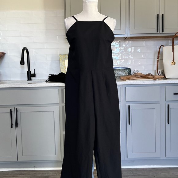 Reformed Black Jumpsuit with Square Neckline and Square Back Size Large - Picture 1 of 11
